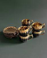 SET OF 6 SHELL TEA CUPS & SAUCERS
