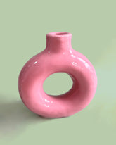 PINK GLAZED MINI DOUGHNUT VASE