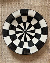 HAND- PAINTED CHECKER BOARD SIDE PLATE
