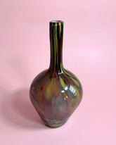 TALL PURPLE SPECKLED BLOWN GLASS VASE