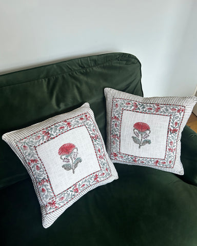 HAND BLOCK PRINTED COTTON JUTE CUSHION COVERS
