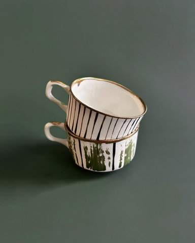 HAND-PAINTED PORCELAIN ESPRESSO CUPS
