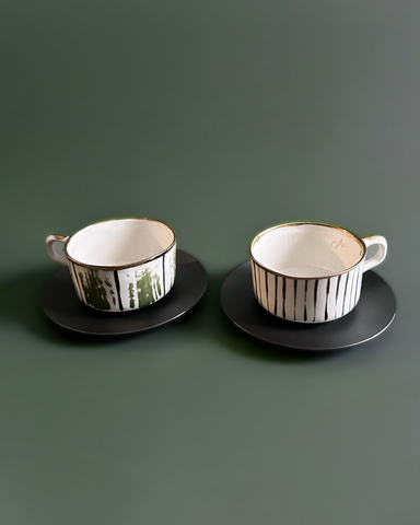 HAND-PAINTED PORCELAIN ESPRESSO CUPS