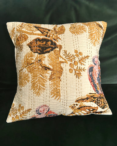 PRINTED KANTHA CUSHION COVER