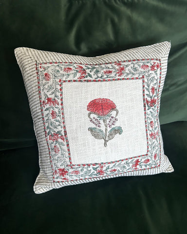 HAND BLOCK PRINTED COTTON JUTE CUSHION COVERS