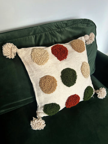 MOROCCAN TUFTED CUSHION COVER IN POM POM DESIGN