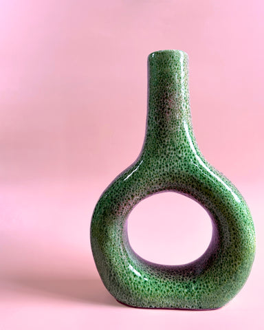 SPECKLE GLAZED TALL DOUGHNUT VASE