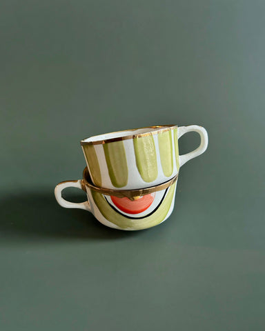 HAND-PAINTED PORCELAIN ESPRESSO CUPS