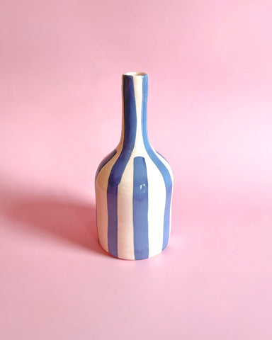 PURPLE STRIPE BOTTLE VASE