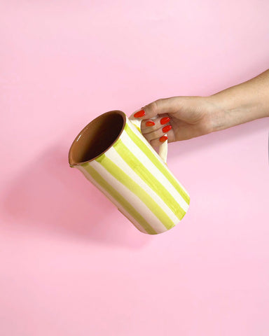 LIME STRIPE TERRACOTTA JUG