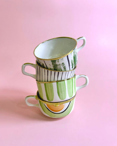 HAND-PAINTED PORCELAIN ESPRESSO CUPS