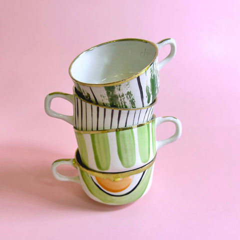HAND-PAINTED PORCELAIN ESPRESSO CUPS