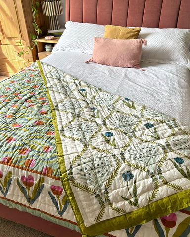 TULIP REVERSIBLE KANTHA QUILT