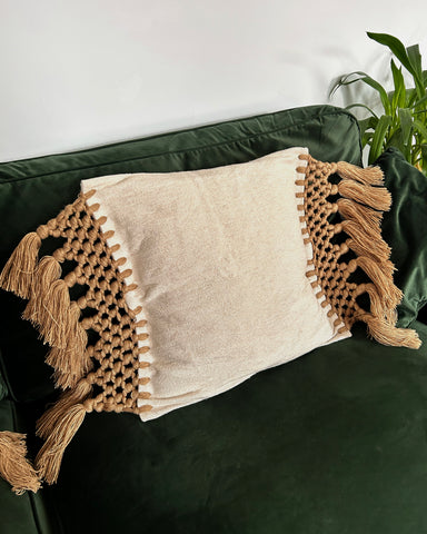MOROCCAN NEUTRAL JUMBO TASSEL CUSHION COVERS