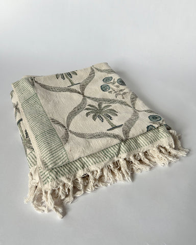 COTTON JUTE THROW & PILLOWSHAMS SET