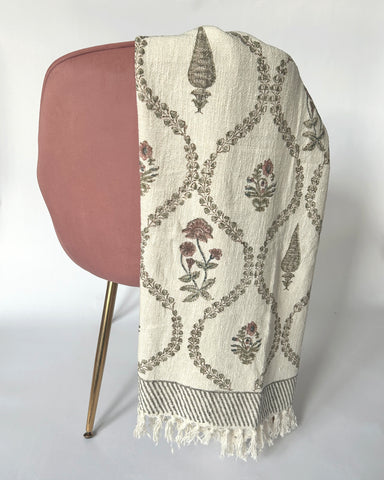 FLORAL MOTIF JUTE THROW