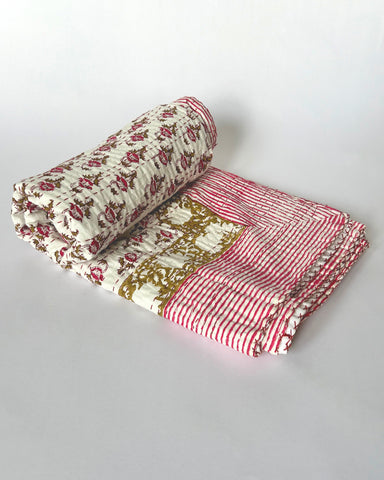 FLORAL MOTIF KANTHA THROW