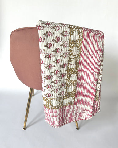 FLORAL MOTIF KANTHA THROW
