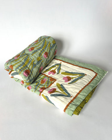 TULIP REVERSIBLE KANTHA QUILT