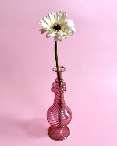 PINK BLOWN GLASS PERFUME VASE