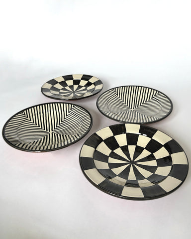 SET OF 4 HAND-PAINTED DINNER PLATES