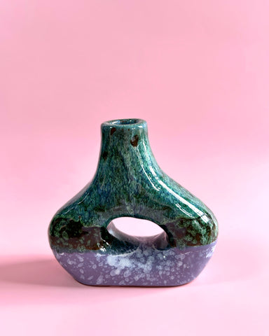 DOUBLE GLAZED MINI SQUAT DOUGHNUT VASE