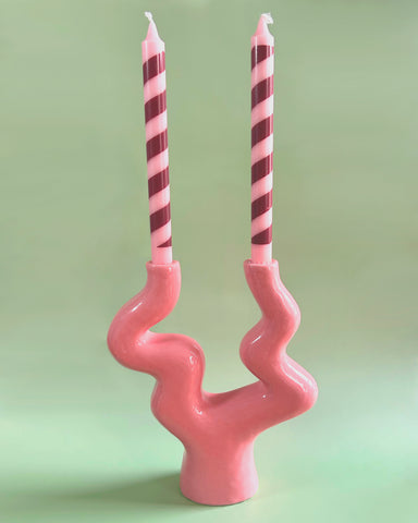 PINK GLAZED WIGGLE VASE